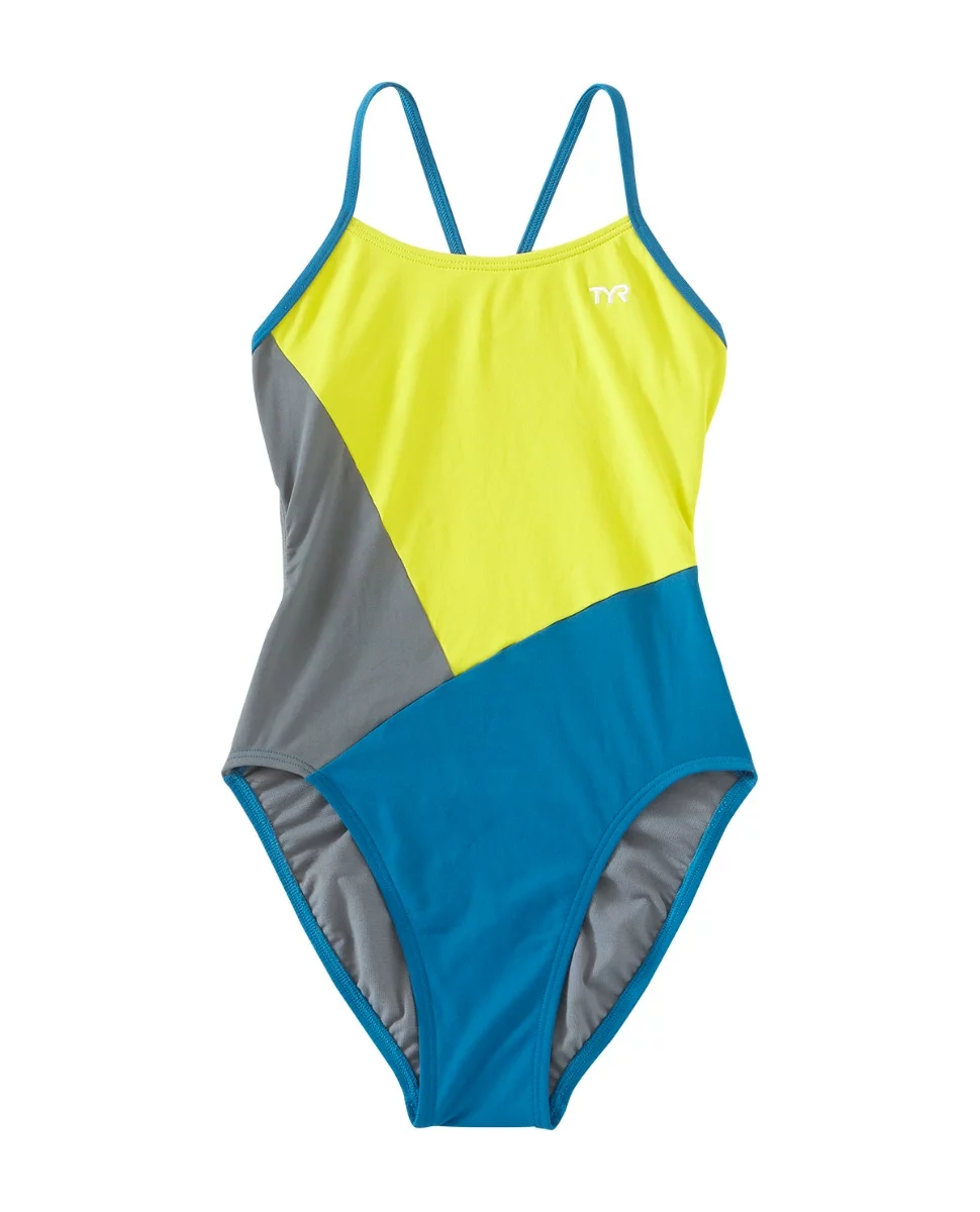 TYR Durafast One® Girls' Cutout Swimsuit - Solid Splice Block 3 TYR Durafast One® Girls' Cutout Swimsuit - Solid Splice Block