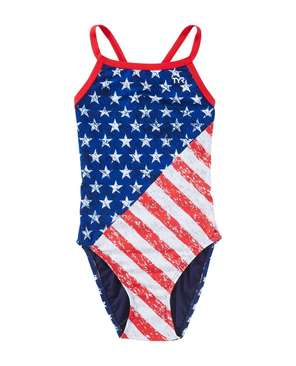 TYR Durafast One® Girl’s Diamondfit Swimsuit - Star Spangled 4 TYR Durafast One® Girl’s Diamondfit Swimsuit - Star Spangled - Image 2